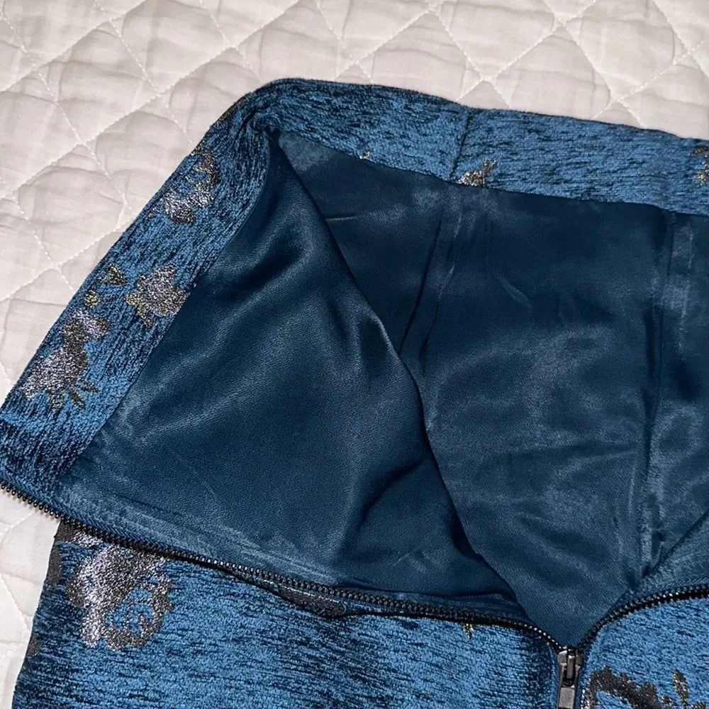 NWT Free People Blue & Silver mini skirt, size 6